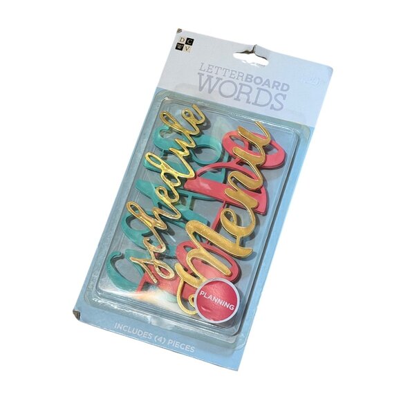 NIP DCWV Letterboard Words Gold Pink Teal Hand Lettered Script Decorating 4 Pcs - Picture 2 of 3